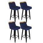 Kit 04 Banqueta Alta Encosto Lith Preto Azul Marinho