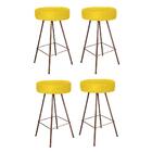 Kit 04 Banqueta Alta Laisa Bronze Corino Amarelo