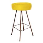 Kit 04 Banqueta Alta Laisa Bronze Corino Amarelo