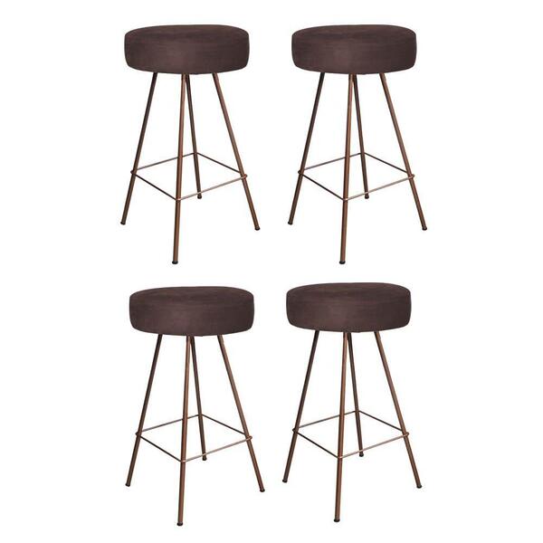 Kit 04 Banqueta Alta Laisa Bronze Corino Marrom