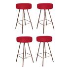 Kit 04 Banqueta Alta Laisa Bronze Suede Vermelho