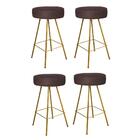 Kit 04 Banqueta Alta Laisa Dourado Corino Marrom