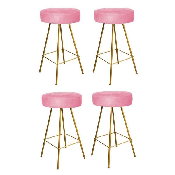 Kit 04 Banqueta Alta Laisa Dourado Suede Rose Gold