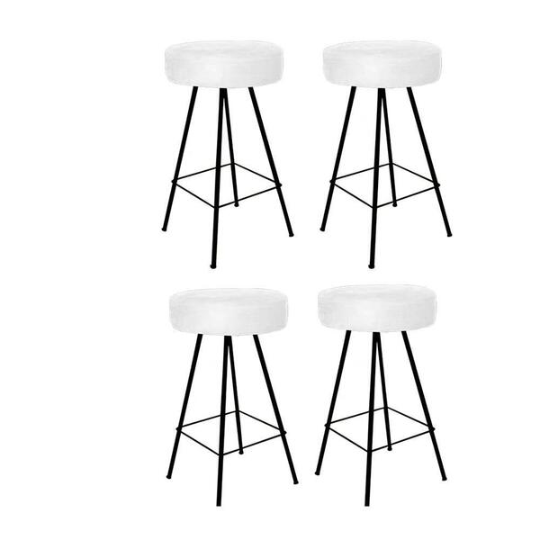 Kit 04 Banqueta Alta Laisa Preto Corino Branco