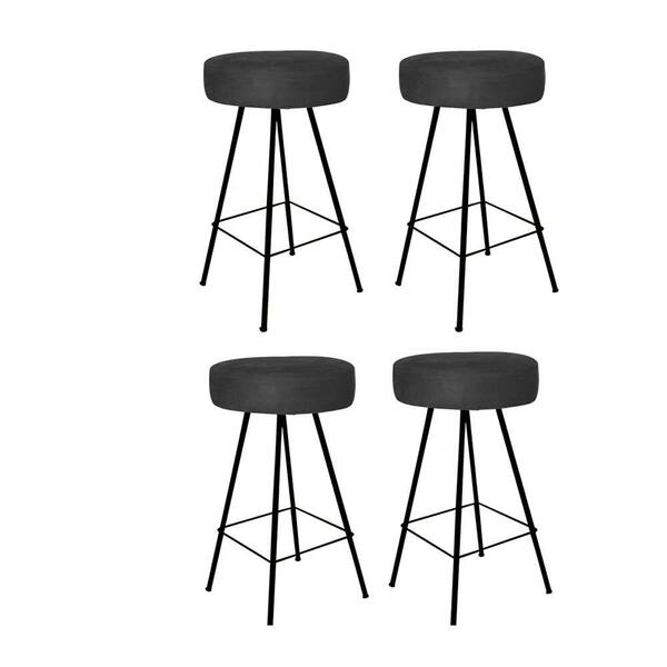 Kit 04 Banqueta Alta Laisa Preto Suede Preto