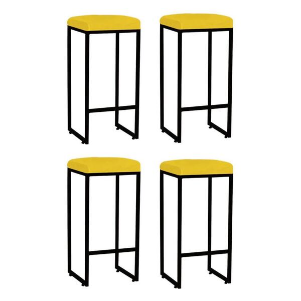 Kit 04 Banqueta Alta Lara Bronze Corino Amarelo