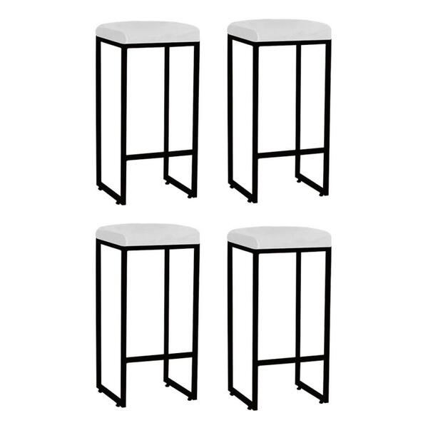 Kit 04 Banqueta Alta Lara Bronze Corino Branco