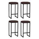 Kit 04 Banqueta Alta Lara Bronze Corino Marrom