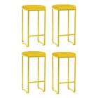 Kit 04 Banqueta Alta Lara Dourado Corino Amarelo