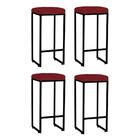 Kit 04 Banqueta Alta Lara Ferro Bronze Vermelho