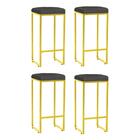 Kit 04 Banqueta Alta Lara Ferro Dourado Cinza