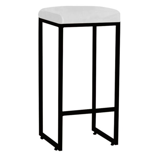 Kit 04 Banqueta Alta Lara Ferro Preto Branco