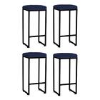 Kit 04 Banqueta Alta Lara Preto Suede Azul Marinho