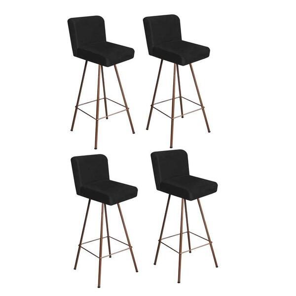 Kit 04 Banqueta Alta Lexi Bronze Suede Preto