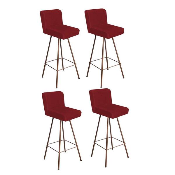 Kit 04 Banqueta Alta Lexi Bronze Suede Vermelho