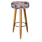 Kit 04 Banqueta Alta Lia Castanho Triângulo Rose