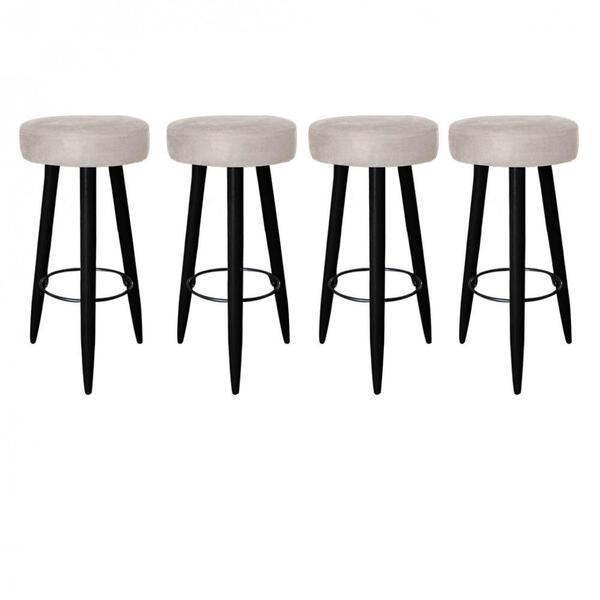 Kit 04 Banqueta Alta Lia Preto Suede Bege