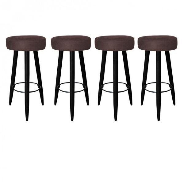 Kit 04 Banqueta Alta Lia Preto Suede Marrom