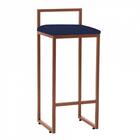 Kit 04 Banqueta Alta Lina Bronze Azul Marinho