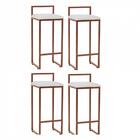 Kit 04 Banqueta Alta Lina Bronze Corino Branco