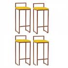 Kit 04 Banqueta Alta Lina Bronze Suede Amarelo
