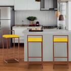 Kit 04 Banqueta Alta Lina Bronze Suede Amarelo