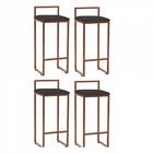 Kit 04 Banqueta Alta Lina Bronze Suede Cinza