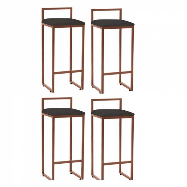 Kit 04 Banqueta Alta Lina Bronze Suede Cinza