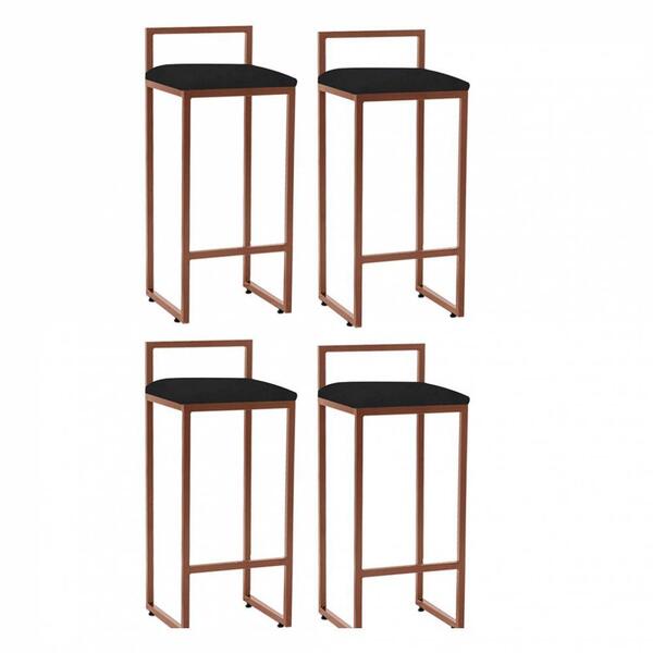 Kit 04 Banqueta Alta Lina Bronze Suede Preto