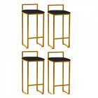 Kit 04 Banqueta Alta Lina Dourado Preto