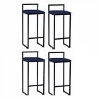 Kit 04 Banqueta Alta Lina Preto Suede Azul Marinho