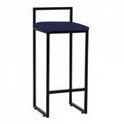 Kit 04 Banqueta Alta Lina Preto Suede Azul Marinho