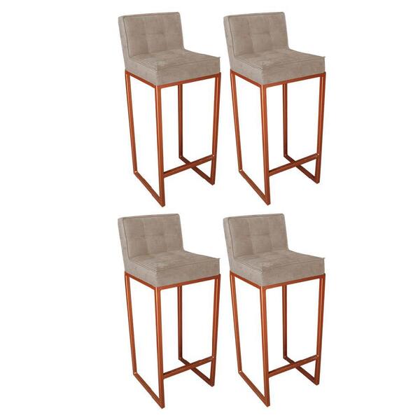 Kit 04 Banqueta Alta Linne Bronze Corino Bege