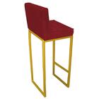 Kit 04 Banqueta Alta Linne Dourado Suede Vermelho