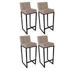 Kit 04 Banqueta Alta Linne Preto Corino Bege