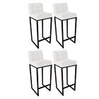 Kit 04 Banqueta Alta Linne Preto Corino Branco