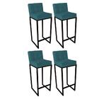 Kit 04 Banqueta Alta Linne Preto Suede Azul Turquesa