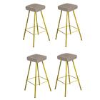 Kit 04 Banqueta Alta Lira Eiffel Dourado Corino Bege