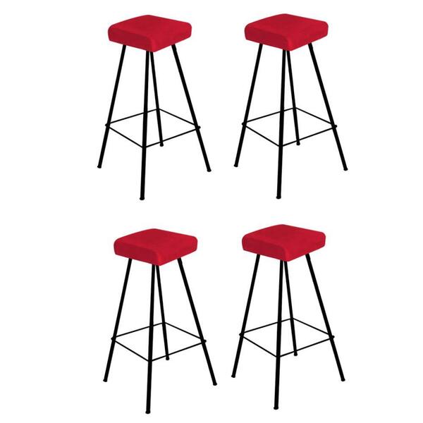 Kit 04 Banqueta Alta Lira Eiffel Preto Vermelho