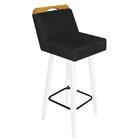 Kit 04 Banqueta Alta Lith Branco Corino Preto