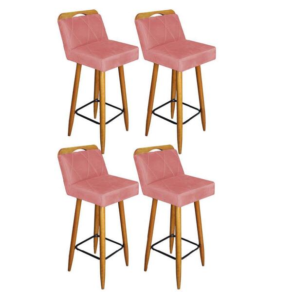 Kit 04 Banqueta Alta Lith Castanho Rose Gold