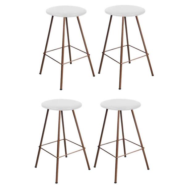 Kit 04 Banqueta Alta Loni Eiffel Bronze Branco
