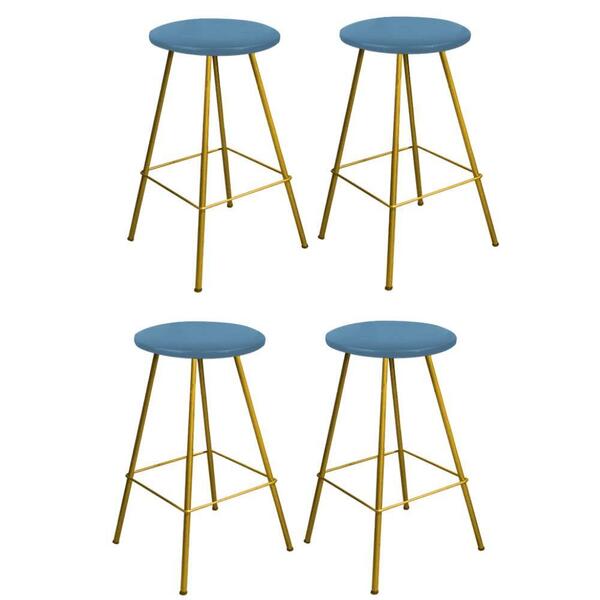 Kit 04 Banqueta Alta Loni Eiffel Dourado Azul Turquesa