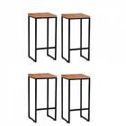 Kit 04 Banqueta Alta Lua Preto Madeira Maciça Peroba Rosa