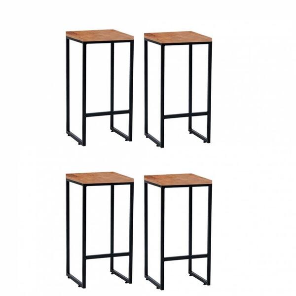 Kit 04 Banqueta Alta Lua Preto Madeira Maciça Peroba Rosa