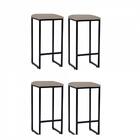 Kit 04 Banqueta Alta Lua Preto Suede Bege