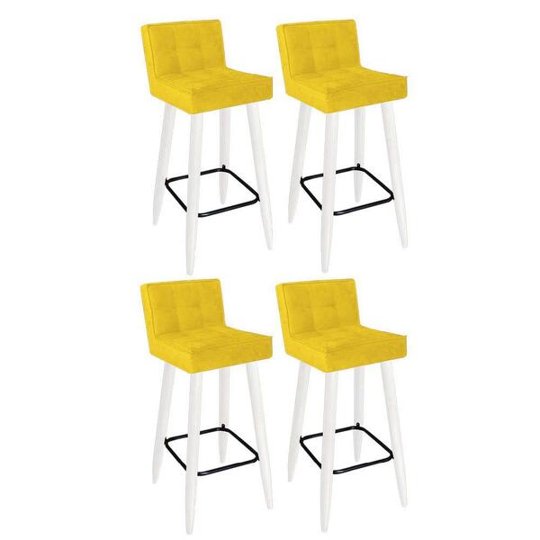 Kit 04 Banqueta Alta Lucy Branco Amarelo