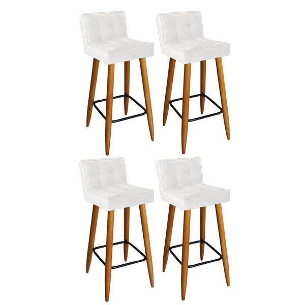 Kit 04 Banqueta Alta Lucy Castanho Corino Branco