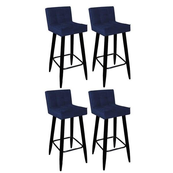 Kit 04 Banqueta Alta Lucy Preto Azul Marinho