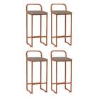 Kit 04 Banqueta Alta Luffi Com Encosto Bronze Bege